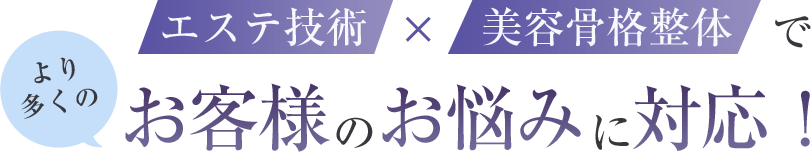エステ技術×美容骨格整体でより多くのお客様のお悩みに対応!